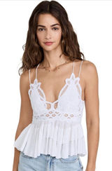 Free People‎ Adella Top Womens Size XS Cami White Lace Ruffled Tank NWT Photo 0