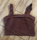Abercrombie & Fitch Brown Square-Neck Ribbed Crop Tank Photo 0