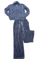 Fuda Velour Tracksuit Set Womens Small Blue‎ 2 Piece Zip Jacket Pants Lounge Photo 0