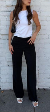 H&M Black wide leg high rise slack pants sz 4 #preppy #business #timeless Photo 0