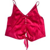 Free‎ People Intimately Pink Satin V Neck Cami Tie Front Crop Top Size S Photo 0