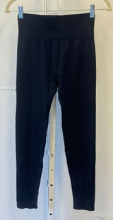 GQQQ Ribbed Seamless High Waisted Cropped 7/8 Leggings Black Med Athletic Yoga Photo 0