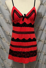 Victoria's Secret Red and Black Lace Chemise Photo 0