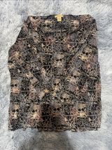 Plisse Black & Beige Printed Sheer Midi Skirt Photo 0