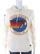 Aviator Nation Vintage White Cream Logo Drawstring Hoodie S Photo 0