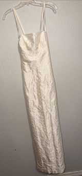 Vintage eyelet dress 90s Romantic Y2K Brocade Italian Silk Sheath Maxi Slit Photo 0
