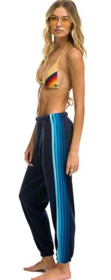 Aviator Nation Sweatpants 5 Stripe Navy Blue Medium Photo 0