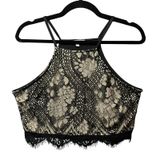 Vintage Y2K Charlotte Russe‎ Black Lace Halter Crop Top Sexy Party Sleeveless Photo 0