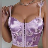 ✨ Y2K Purple Satin Corset Crop Top w/ Butterfly Appliqué Photo 0