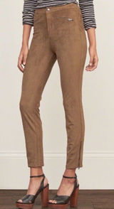 Abercrombie &‎ Fitch Faux Vegan Suede High Rise Ankle Zip Pants Caramel Size 4 Photo 0