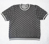 Adrianna Papell Womens XL Black White Polka Dot Short Sleeve Knit Sweater Top Photo 0