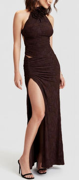 HOUSE OF CB Adrielle Jersey Burnout Maxi Skirt, Cocoa, L+ Photo 0
