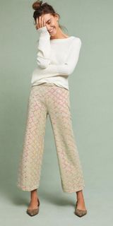 Anthropologie Ett Twa Showstopper Sequined Wide Leg Crop Pants Women's Size 0 Photo 0