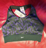 Reebok Purple Camo High-Neck Sports Bra with Dark Green Band Photo 0