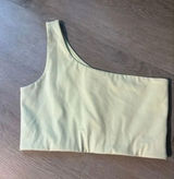 Girlfriend Collective One Shoulder Green Sports Bra Sz Medium Photo 0