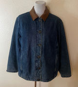 Woolrich Vintage 90s Blue Demin Chore Barn Jacket Fleece Lined WOMENS XL Photo 0