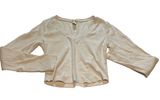 Bozzolo White Cropped Tight Fitting Long Sleeve V Neck Y2K Photo 0