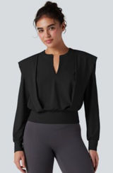 HALARA Yoga Notched Short Sleeve Top Black XL New Photo 0