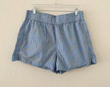 Quince Organic Cotton Striped Pull-On Boxer Shorts Blue Size L Photo 0