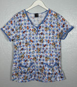 Koi Tokidoki Women L Summer Picnic Eve Scrub Top Shirt Stretch Pockets 1017TKD Photo 0