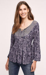 Anthropologie Marcella Peasant Top‎ S Women's Blouse Purple Bell Boho Baby Doll Photo 0