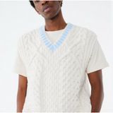 Jaded London Ecru Knitted Vest Cable Knit Preppy Tennis Streetwear‎ Size Large Photo 0