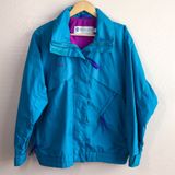 Vintage 90s Columbia Windbreaker Jacket‎ Womens L Teal Purple Radial Sleeve Photo 0