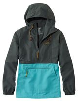 L.L. Bean Classic Two-Tone Color Block Hooded Anorak Jacket Teal & Charcoal XS Photo 0