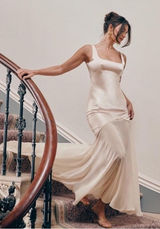 NWOT HOUSE OF CB Vittoria Champagne Chiffon Floor Length Gown sz XS Photo 0