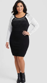 Ivanka Trump Modest Black White Knit Sweater Dress Women’s Size Large Office Photo 0