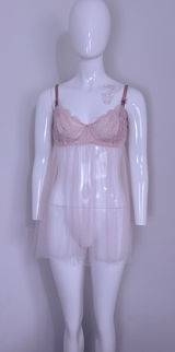 Victoria's Secret Women Bra Light Pink Floral Babydoll Underwired Tulle Size L Photo 0