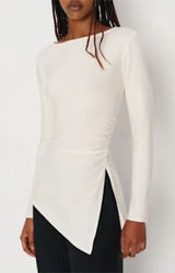 Reformation Margot Asymmetric Knit Top in Fior Di Latte M Photo 0