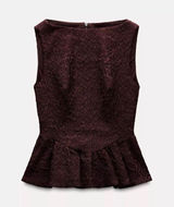 burgundy/brown peplum Zara top Photo 0