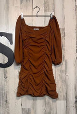 Abercrombie & Fitch Brown Ruched Mini Dress Puff Sleeve Bodycon Dress XXSP Photo 0