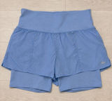Alo Yoga Women's M Blue High Waist 2-in-1 Grid Mesh Running Shorts Photo 0