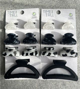 Time And‎ Tru Hair Claw Clip Lot of 2 Sets, 14 Total Black Clear White Lg Small Photo 0
