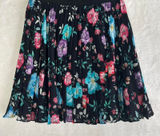 Express Floral Pleated Mini Skirt XS Black Pink Purple Turquoise Accordion Skirt Photo 0