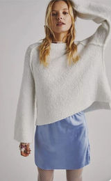White  Sweater BFF Cocoon Solid Crew Photo 0