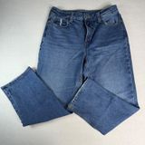 Old Navy Womens Medium Wash Straight Leg‎ 100% Cotton Jeans Size 6 Distressed Photo 0