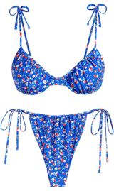 Blue floral bikini Size 4 Photo 0