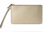 Kate Spade Gold Saffiano Leather Wristlet Clutch Wallet Pouch Polka Dot Lining Photo 0