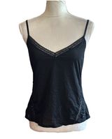 Vintage Y2k Camisole Top Satin Lace Trim Sz L 90s Spaghetti Strap Goth Sexy READ Photo 0