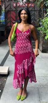 RARE VINTAGE Paisley Magenta Beaded Dress Size 4 Photo 0