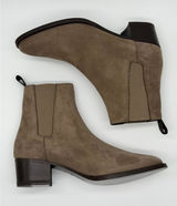 New Ann Mashburn Ankle Boots Womens 37 Taupe Suede Italian Chelsea Ankle Boot Photo 0