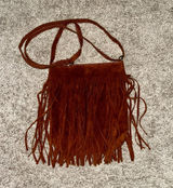 Fringe Faux Suede Crossbody Bag - Brown Photo 0