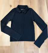 Abercrombie & Fitch Soft A&F Rib Full Zip Long Sleeve Top Black Medium Photo 0