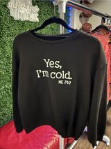 SHEIN Black Cozy Crewneck Sweatshirt with White Label Detail Photo 0