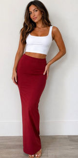 Naked Wardrobe Burgundy Bodycon Maxi Skirt Size Medium Photo 0