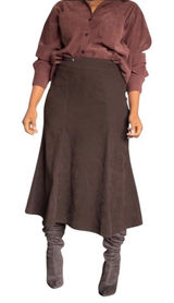 Cato Skirt Womens Size 14 Brown A-Line Midi Flared Side Zip Casual Photo 0