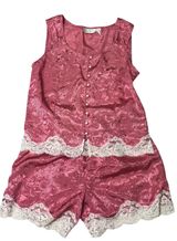 Vtg Victoria’s Secret Cami Tank Top Shorts Set Small Gold Label Pink Festival Photo 0